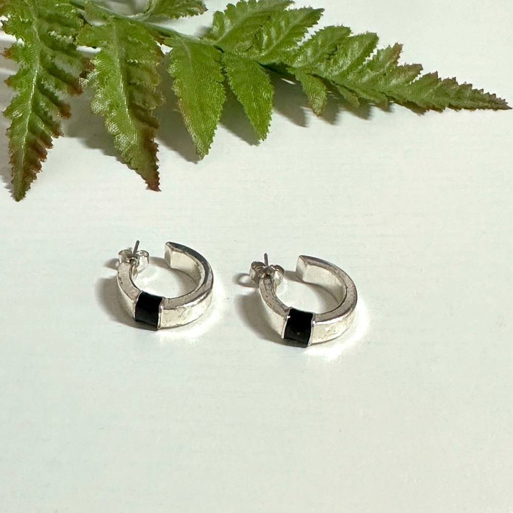 Black Onyx Hoop Earrings